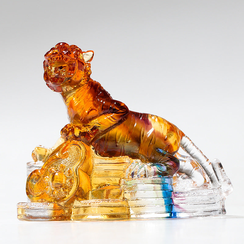 Buddha Stones Year of the Dragon Handmade 12 Chinese Zodiac Liuli Crystal Art Piece Protection Home Office Decoration - Tiger About 8.5*5.5*8cm - image 7