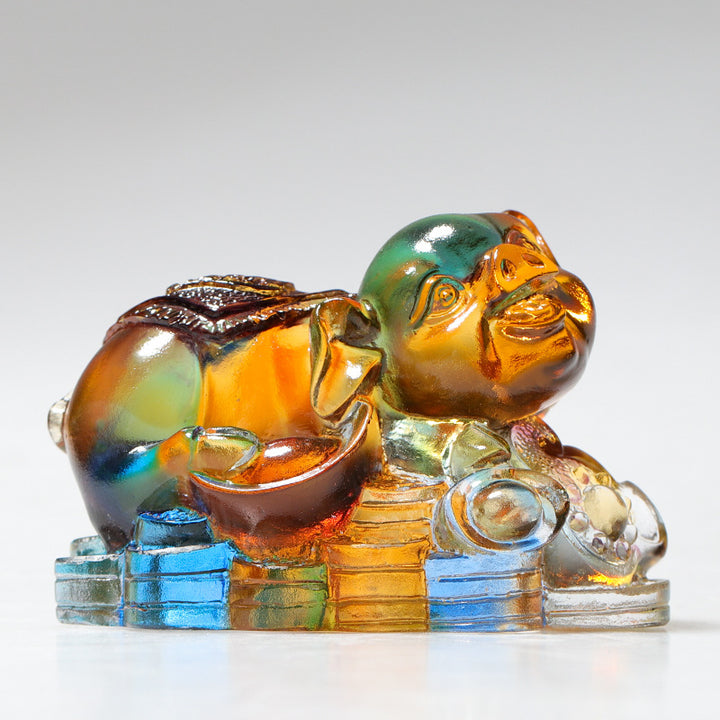 Buddha Stones Year of the Dragon Handmade 12 Chinese Zodiac Liuli Crystal Art Piece Protection Home Office Decoration - Pig About 8.5*5.5*8cm - image 17