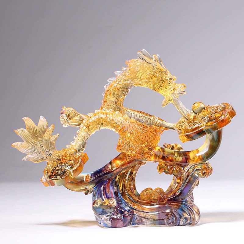 Buddha Stones Year of the Dragon Handmade Ruyi Handle Liuli Crystal Art Piece Protection Home Office Decoration - Small Colorful Dragon 22.5*8.5*17.8cm/8.86*3.35*7.01inch - image 6