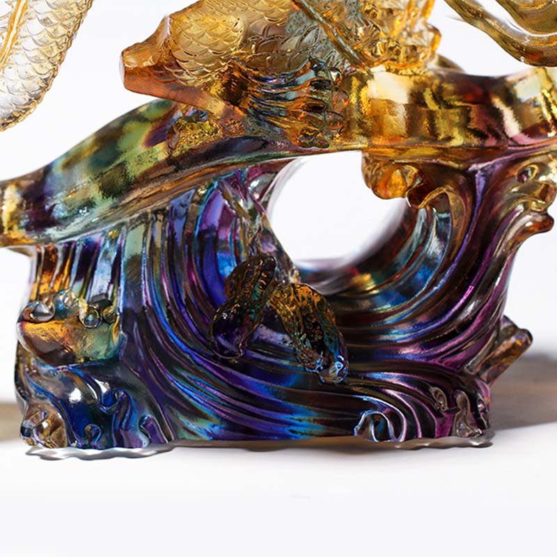 Buddha Stones Year of the Dragon Handmade Ruyi Handle Liuli Crystal Art Piece Protection Home Office Decoration - image 4