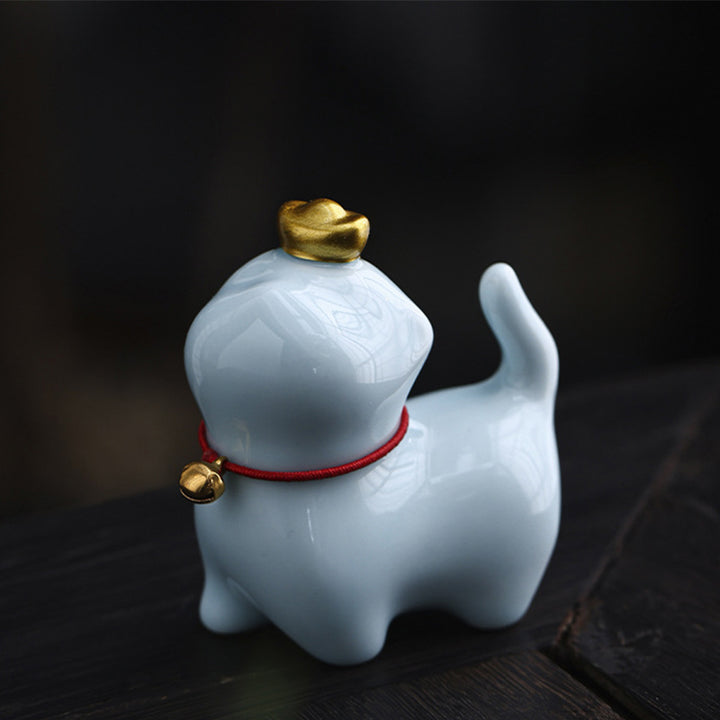 Buddha Stones Mini Lucky Cat Ingot Tea Pet Ceramic Home Desk Figurine Decoration - Lucky Cat Blue 5.5*3.2*6cm - image 12