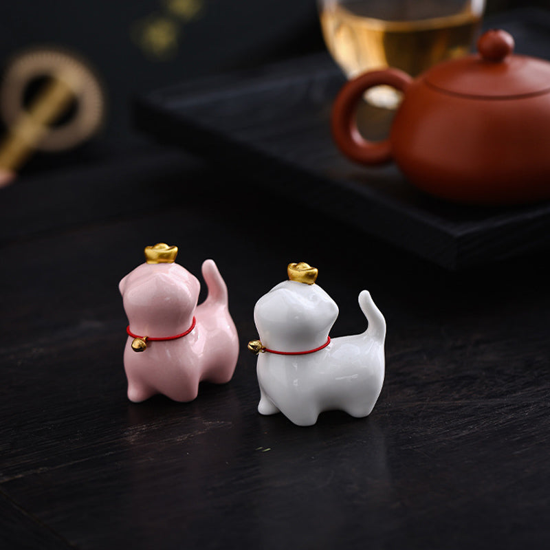 Buddha Stones Mini Lucky Cat Ingot Tea Pet Ceramic Home Desk Figurine Decoration - image 10