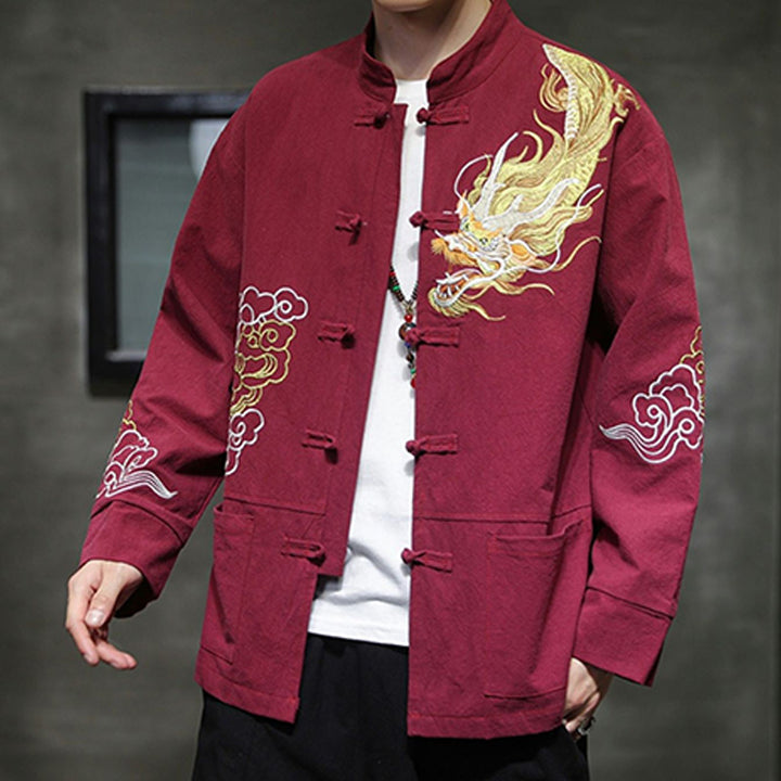 Buddha Stones Dragon Auspicious Cloud Embroidery Clothing Chinese Tang Suit Jacket Men Clothing - image 18