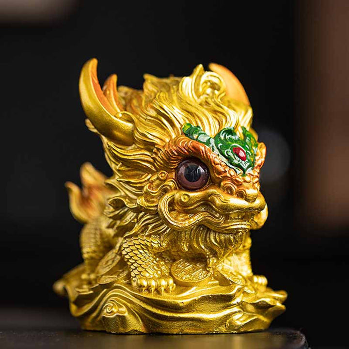 Buddha Stones Color Changing Small Kirin Resin Tea Pet Home Figurine Decoration - No Color Change - Gold Kirin 12*8*11.5cm - image 24