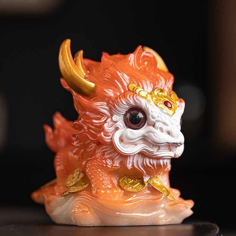 Buddha Stones Color Changing Small Kirin Resin Tea Pet Home Figurine Decoration - No Color Change - Orange Kirin 12*8*11.5cm - image 21