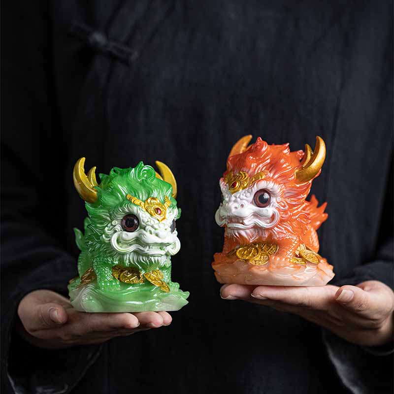 Buddha Stones Color Changing Small Kirin Resin Tea Pet Home Figurine Decoration - image 19