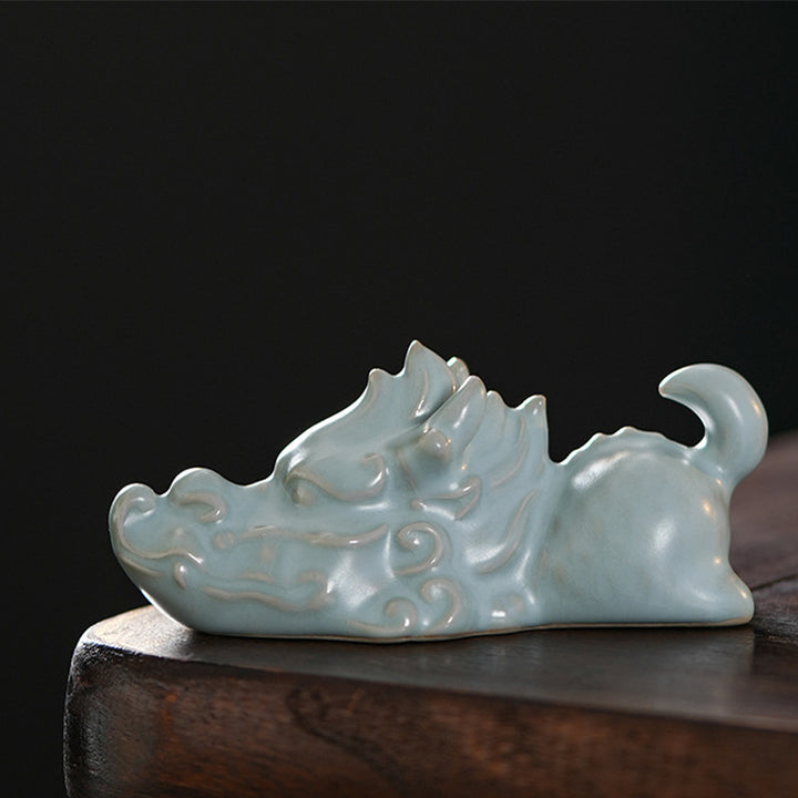 Buddha Stones Year Of The Dragon Luck Ceramic Tea Pet Home Figurine Decoration - One Dragon Tea Pet 10.2*4.5cm - image 4