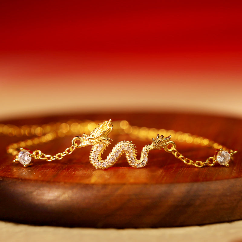 Buddha Stones 925 Sterling Silver Year Of The Dragon Auspicious Golden Dragon Luck Red Rope Chain Bracelet - Golden Dragon Chain Bracelet(Wrist Circumference 14-18cm) - image 10