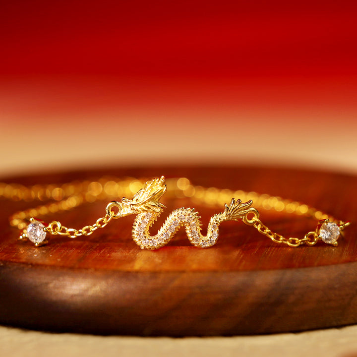 Buddha Stones 925 Sterling Silver Year Of The Dragon Auspicious Golden Dragon Luck Red Rope Chain Bracelet - Golden Dragon Chain Bracelet(Wrist Circumference 14-18cm) - image 10