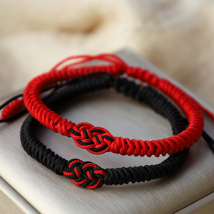 Buddha Stones 2Pcs Tibetan Luck Chinese Knot Protection String Bracelet