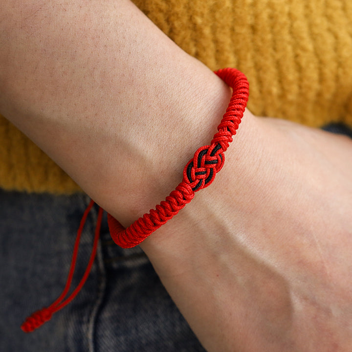 Buddha Stones 2Pcs Tibetan Luck Chinese Knot Protection String Bracelet