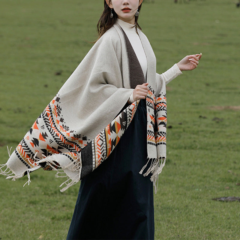 Buddha Stones Tibetan Shawl Colorful Geometry Winter Cozy Travel Scarf Wrap - image 2