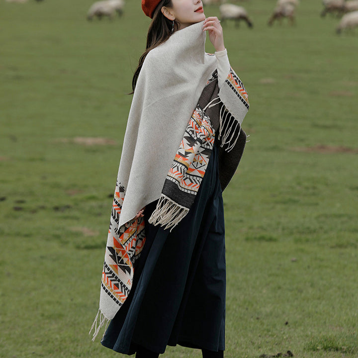 Buddha Stones Tibetan Shawl Colorful Geometry Winter Cozy Travel Scarf Wrap - image 5