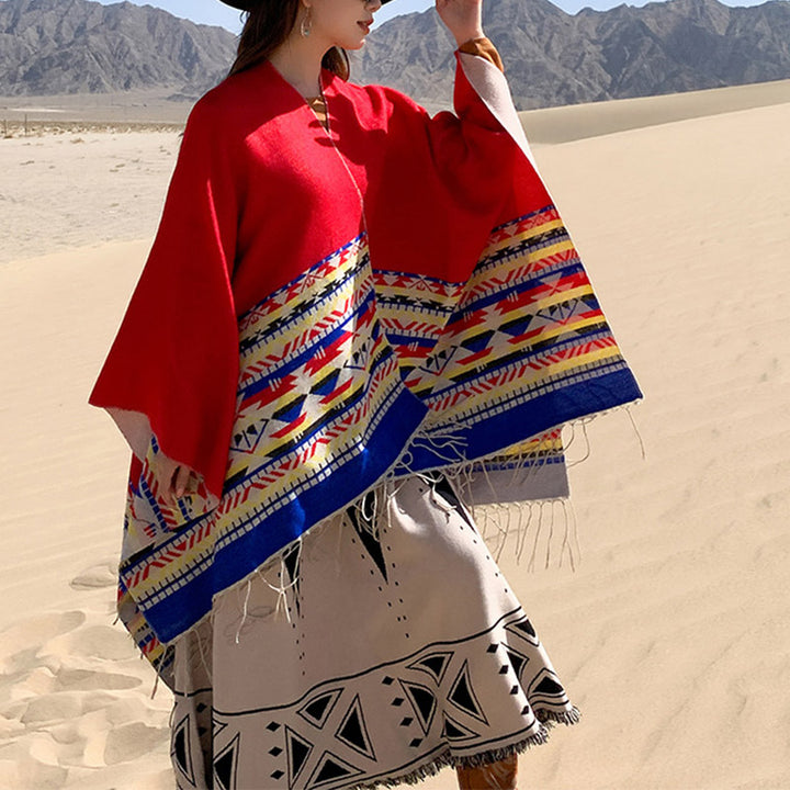 Buddha Stones Tibetan Shawl Colorful Geometry Winter Cozy Travel Scarf Wrap - image 21