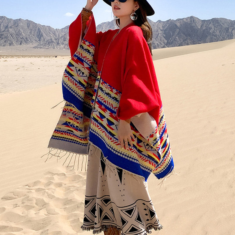 Buddha Stones Tibetan Shawl Colorful Geometry Winter Cozy Travel Scarf Wrap - image 18