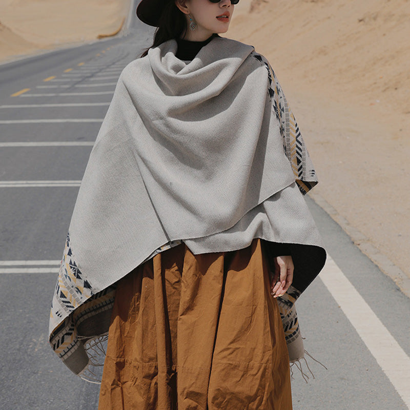 Buddha Stones Tibetan Shawl Colorful Geometry Winter Cozy Travel Scarf Wrap - image 26