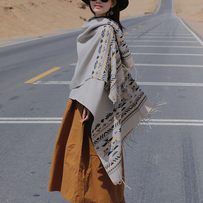 Buddha Stones Tibetan Shawl Colorful Geometry Winter Cozy Travel Scarf Wrap - image 27