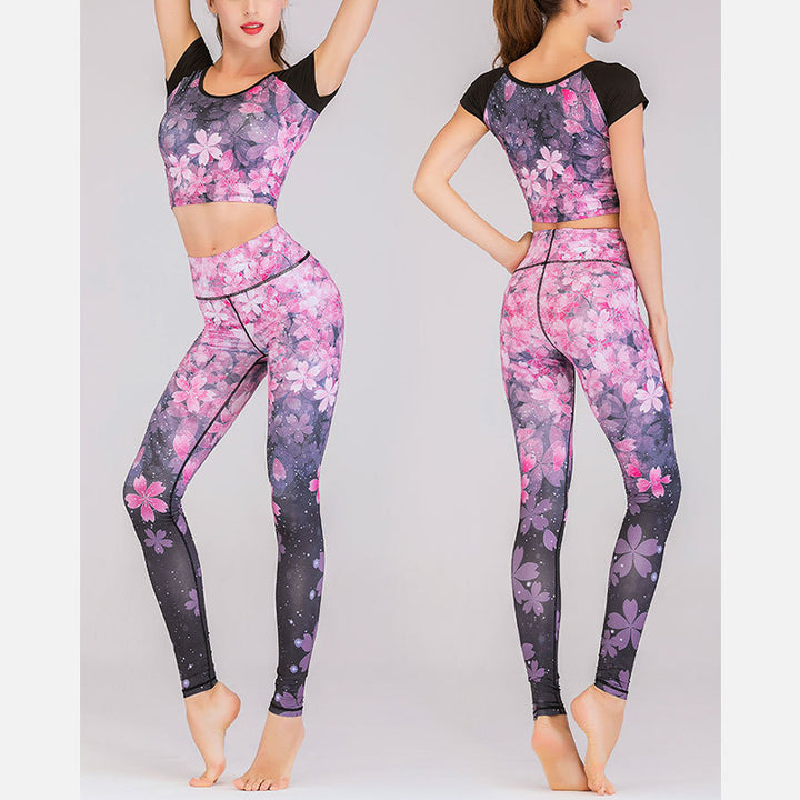 Buddha Stones 2Pcs Lotus Phoenix Spring Flowers Peacock Top Pants Sports Fitness Yoga Women's Yoga Sets - image 16