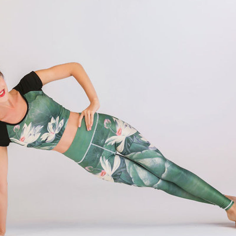 Buddha Stones 2Pcs Lotus Phoenix Spring Flowers Peacock Top Pants Sports Fitness Yoga Women's Yoga Sets - image 3