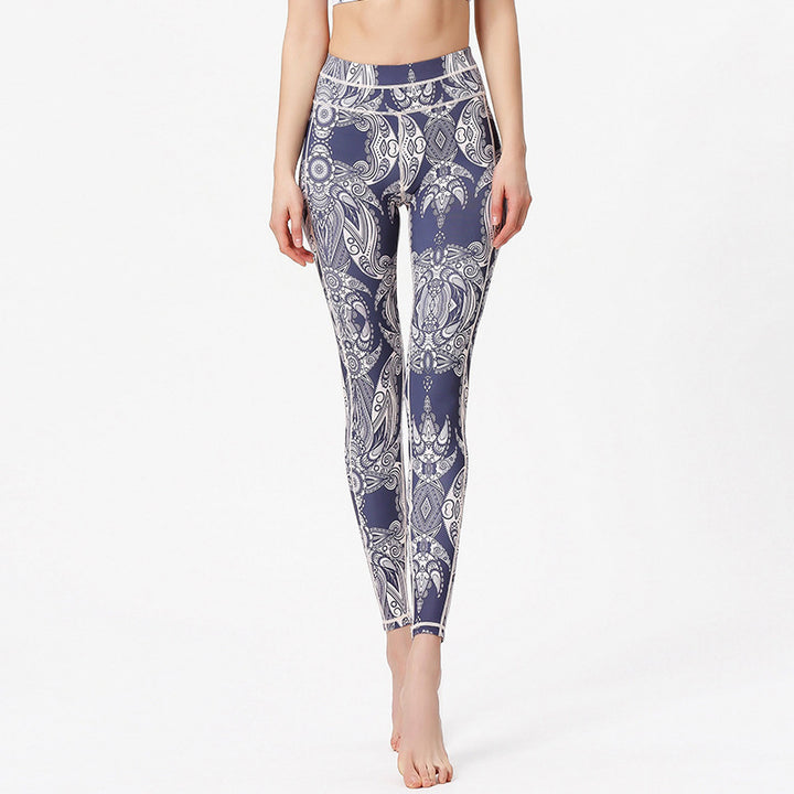 Buddha Stones Flowers Leaves Pants Sports Fitness Yoga Leggings Women's Yoga Pants - Lavender White - US8-10，UK/AU12-14，EU40-42 (XL) - image 0