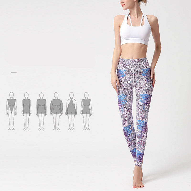 Buddha Stones Flowers Leaves Birds Pants Sports Fitness Yoga Leggings Women's Yoga Pants