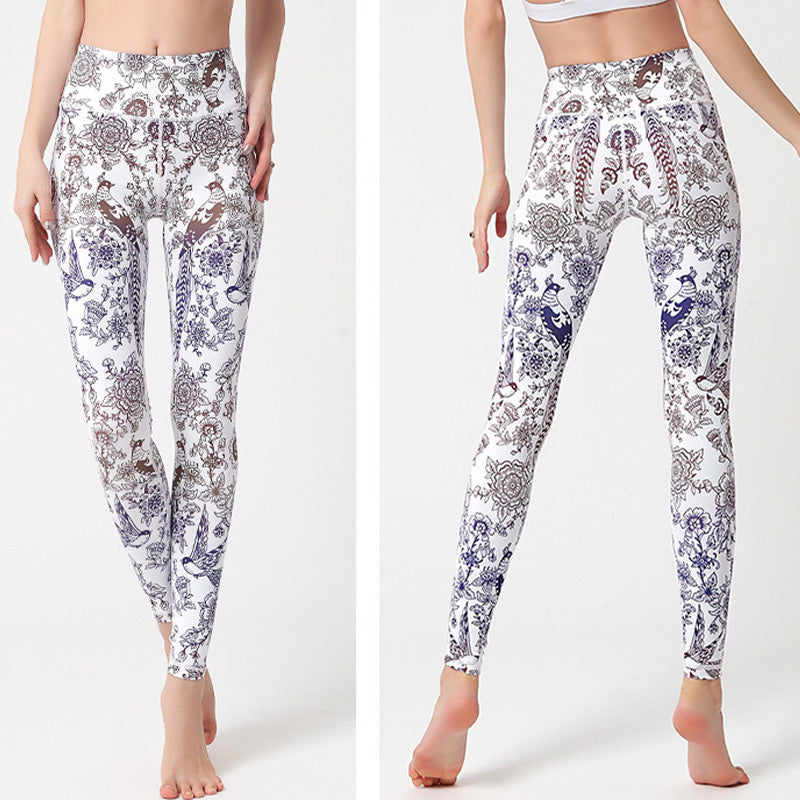 Buddha Stones Flowers Leaves Birds Pants Sports Fitness Yoga Leggings Women's Yoga Pants - image 21