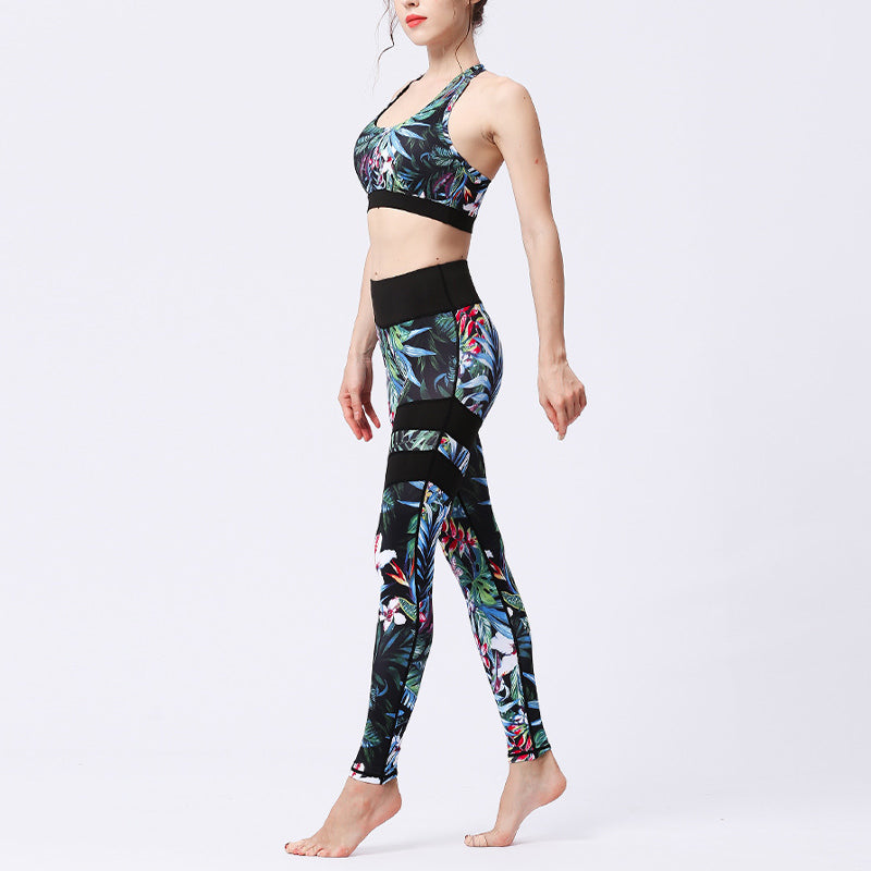 Buddha Stones 2Pcs Sunflower Flowers Leaves Top Pants Sports Fitness Yoga Women's Yoga Sets - image 28