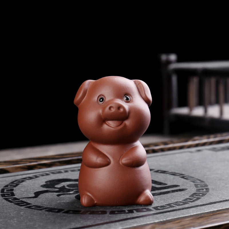 Buddha Stones Chinese Zodiac Purple Clay Wealth Ceramic Tea Pet Home Figurine Decoration - Pig 4.4cm*4.8cm*7.4cm - image 16