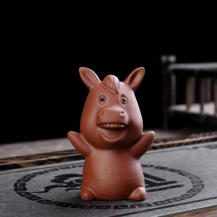 Buddha Stones Chinese Zodiac Purple Clay Wealth Ceramic Tea Pet Home Figurine Decoration - Horse 4.3cm*4.9cm*7.7cm - image 11