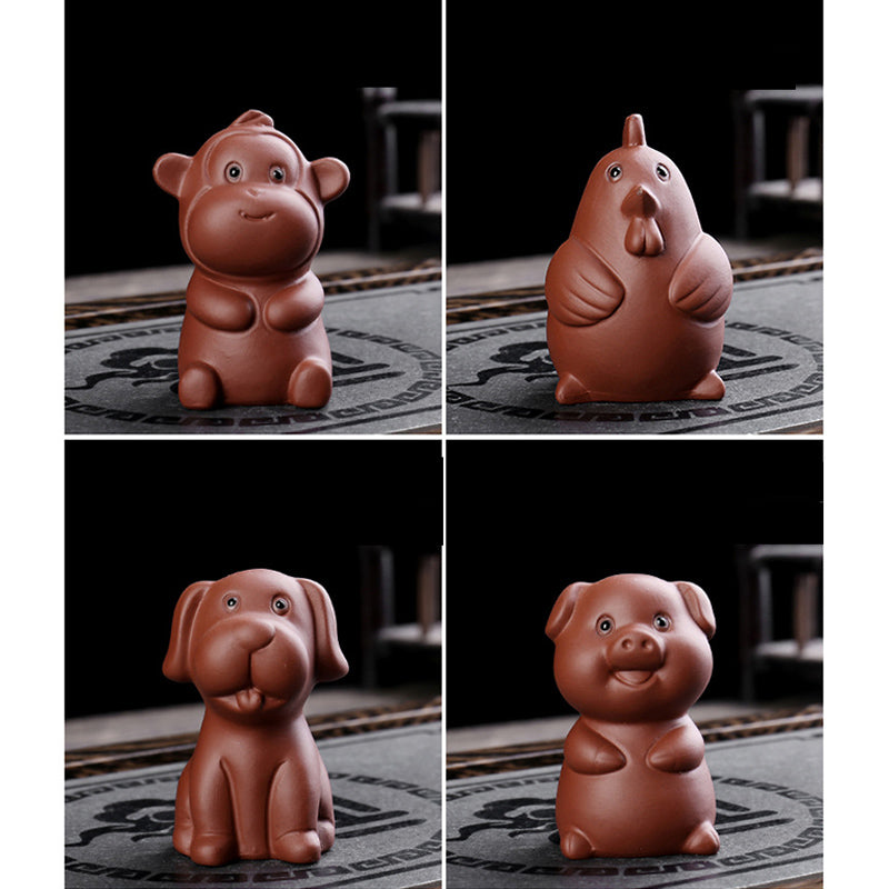 Buddha Stones Chinese Zodiac Purple Clay Wealth Ceramic Tea Pet Home Figurine Decoration - image 21