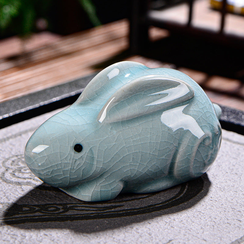 Buddha Stones Chinese Zodiac Wealth Ceramic Tea Pet Home Figurine Decoration - Rabbit 9cm*5cm*4.5cm - image 10
