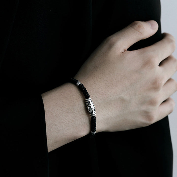 Buddha Stones 999 Sterling Silver Nine-Eye Dzi Bead Pattern Blessing Rope Bracelet - image 12