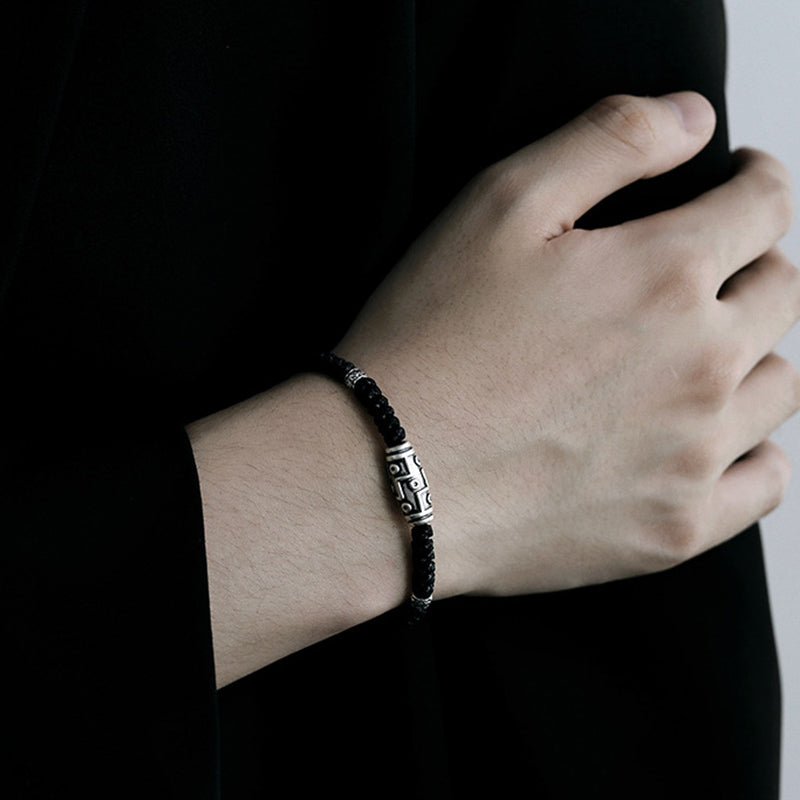 Buddha Stones 999 Sterling Silver Nine-Eye Dzi Bead Pattern Blessing Rope Bracelet - image 12