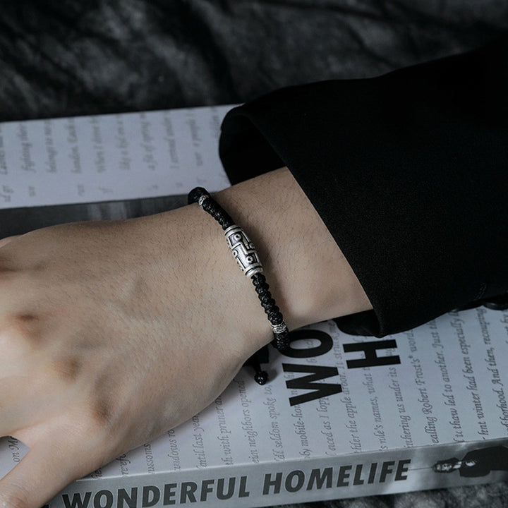 Buddha Stones 999 Sterling Silver Nine-Eye Dzi Bead Pattern Blessing Rope Bracelet - image 11