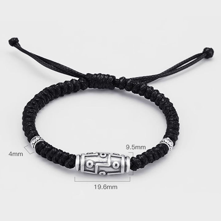 Buddha Stones 999 Sterling Silver Nine-Eye Dzi Bead Pattern Blessing Rope Bracelet - image 16
