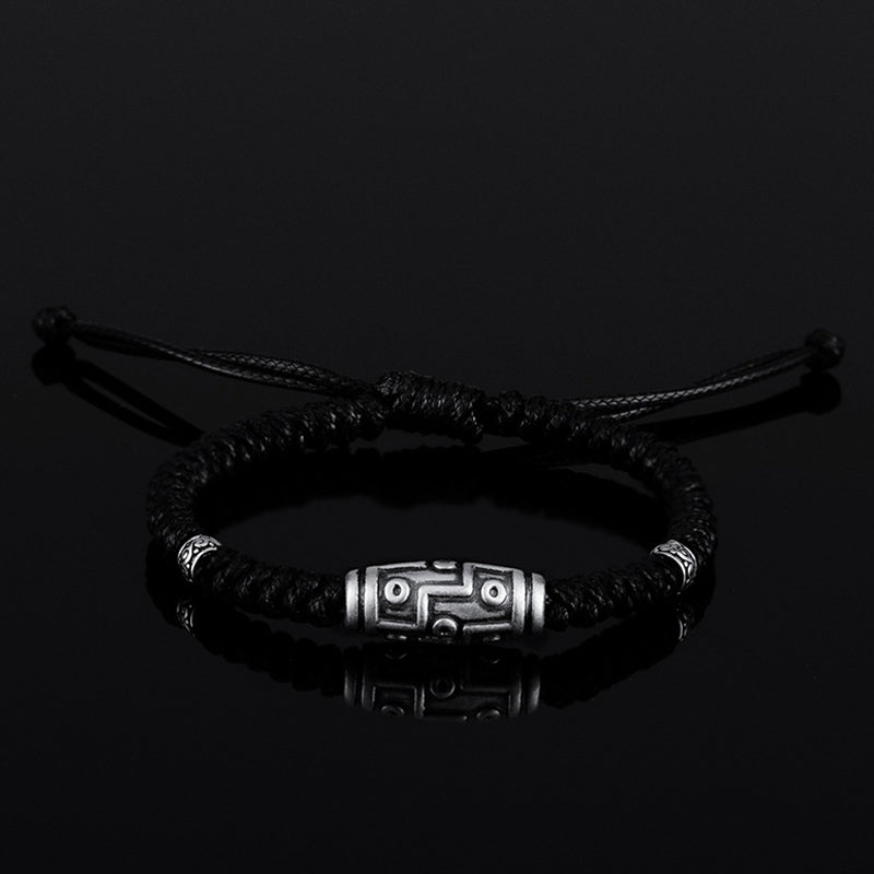 Buddha Stones 999 Sterling Silver Nine-Eye Dzi Bead Pattern Blessing Rope Bracelet - image 14