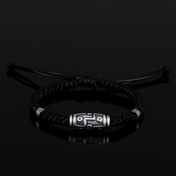 Buddha Stones 999 Sterling Silver Nine-Eye Dzi Bead Pattern Blessing Rope Bracelet - image 14