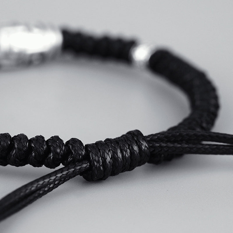 Buddha Stones 999 Sterling Silver Nine-Eye Dzi Bead Pattern Blessing Rope Bracelet - image 5