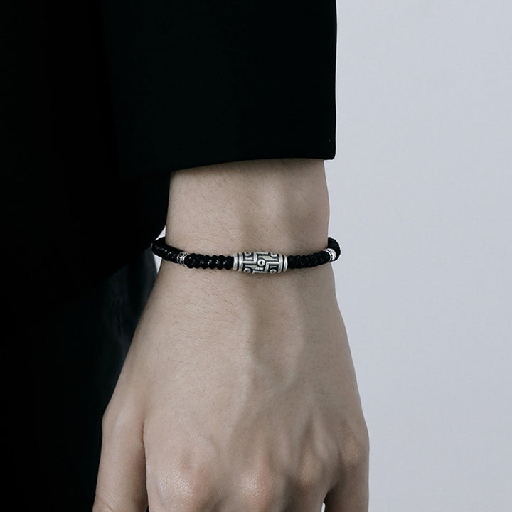 Buddha Stones 999 Sterling Silver Nine-Eye Dzi Bead Pattern Blessing Rope Bracelet - image 13