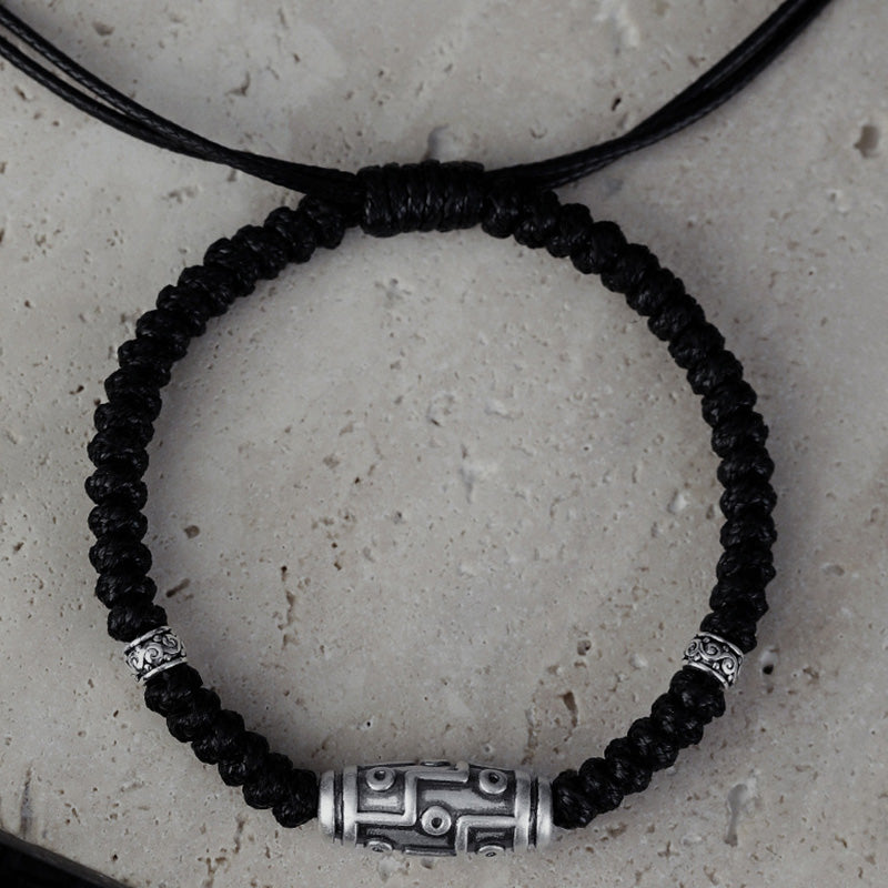 Buddha Stones 999 Sterling Silver Nine-Eye Dzi Bead Pattern Blessing Rope Bracelet - image 15