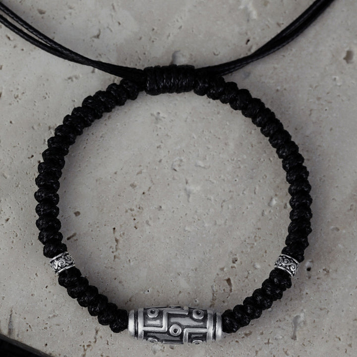 Buddha Stones 999 Sterling Silver Nine-Eye Dzi Bead Pattern Blessing Rope Bracelet - image 15