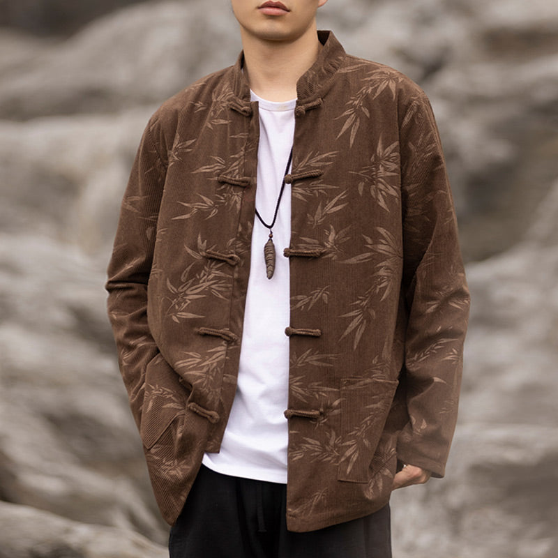 Buddha Stones Bamboo Leaves Clothing Chinese Tang Suit Jacket Coat Men Clothing - image 11