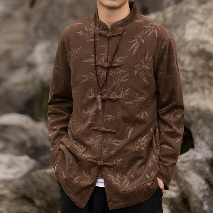 Buddha Stones Bamboo Leaves Clothing Chinese Tang Suit Jacket Coat Men Clothing - image 14