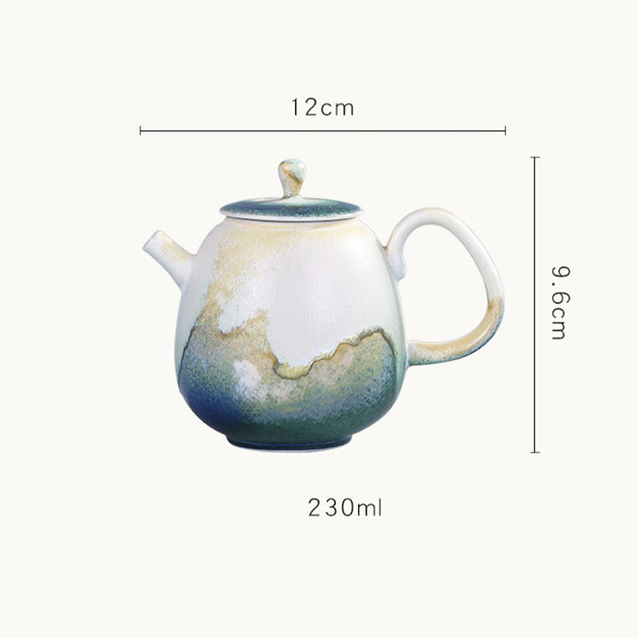 Buddha Stones Green Beige Chinese Gongfu Tea Ceramic Kung Fu Teapot 230ml - image 6