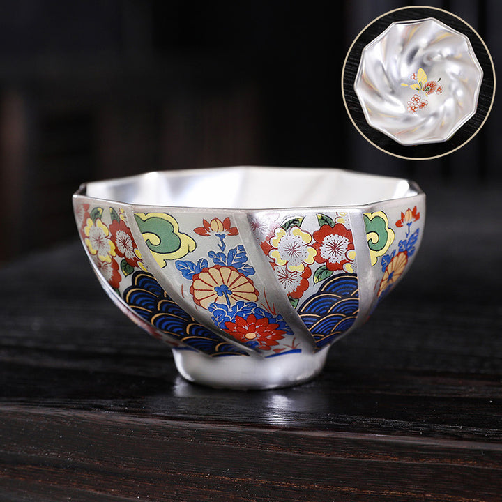 Buddha Stones Chrysanthemum Flowers Ceramic Teacup Kung Fu Tea Cup