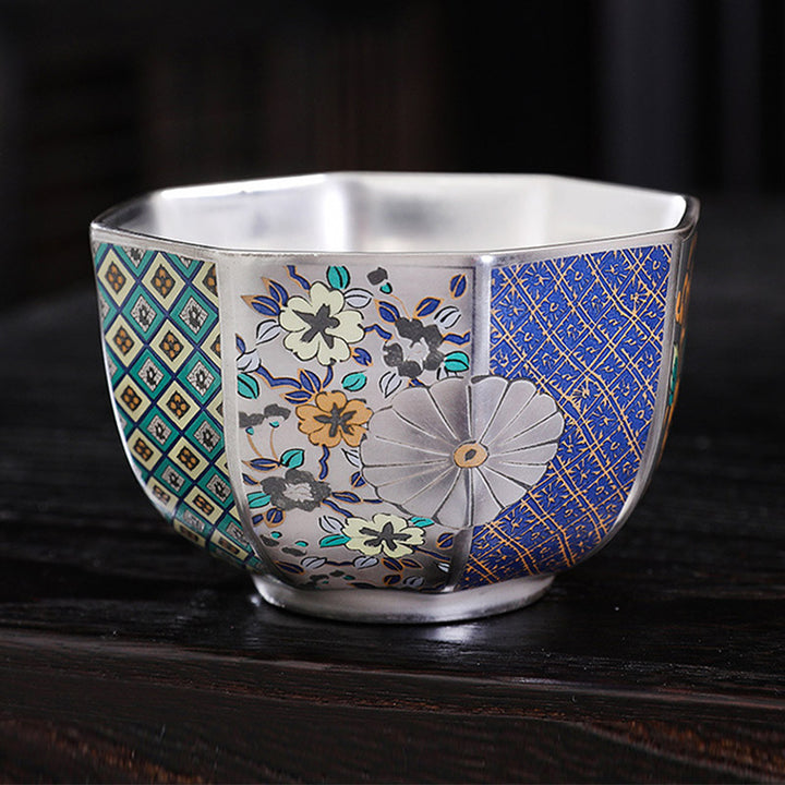 Buddha Stones Chrysanthemum Flowers Ceramic Teacup Kung Fu Tea Cup