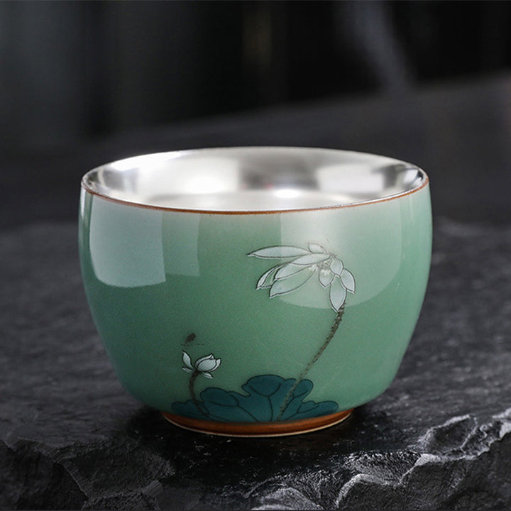 Buddha Stones Butterfly Goldfish Lotus Koi Fish Ceramic Teacup Kung Fu Tea Cup 120ml