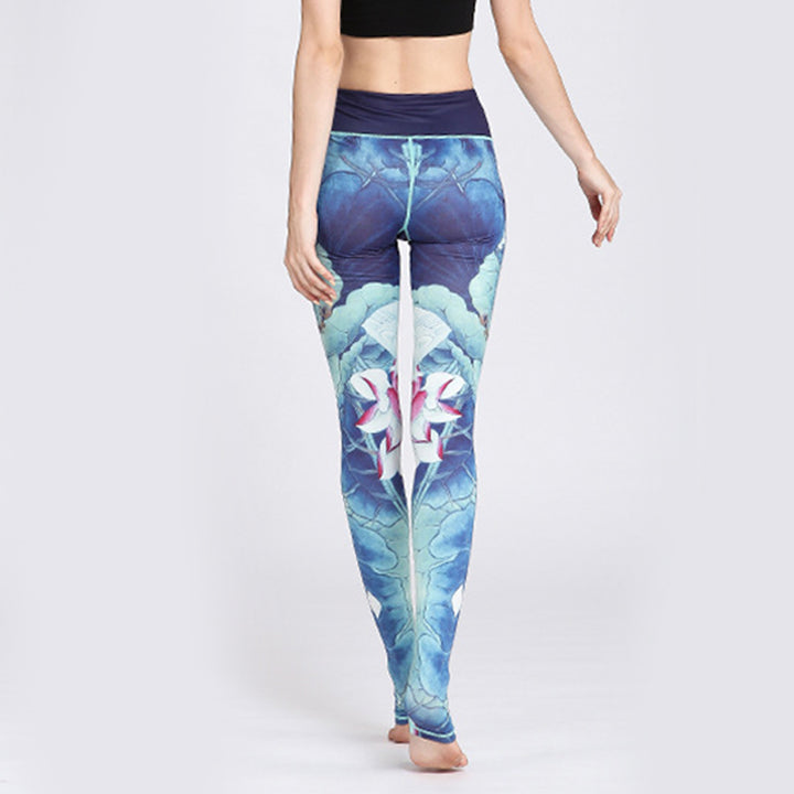 Buddha Stones Lotus Flower Print Design Pants Sports Fitness Yoga Leggings Women's Yoga Pants