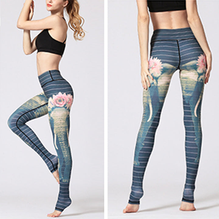 Buddha Stones Lotus Flower Floral Print Design Pants Sports Fitness Yoga Leggings Women's Yoga Pants