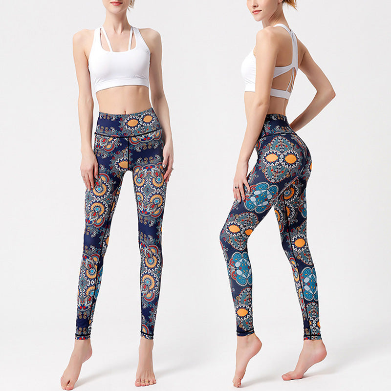 Buddha Stones Flowers Leaves Birds Print Pants Sports Fitness Yoga Dance Leggings Women's Yoga Pants